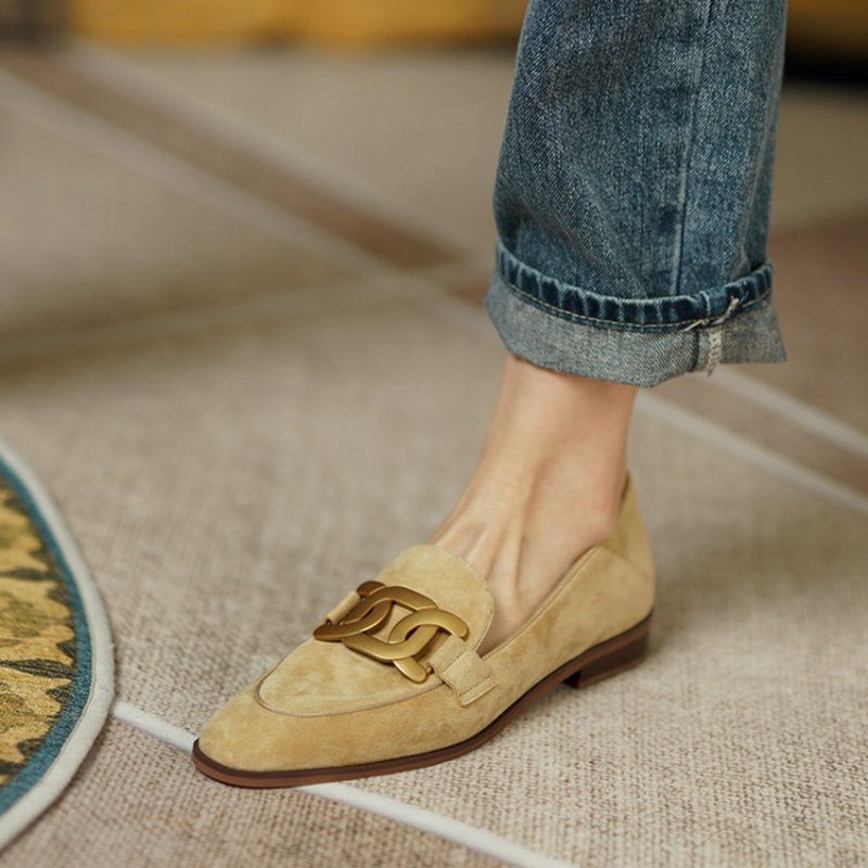 Women'S Shoes Round Toe - Suede Leather Women Loafers Spring/Autumn Low