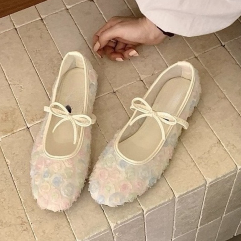 Women'S Shoes Round Toe - Gentle New Chinese Rose Mesh Mary