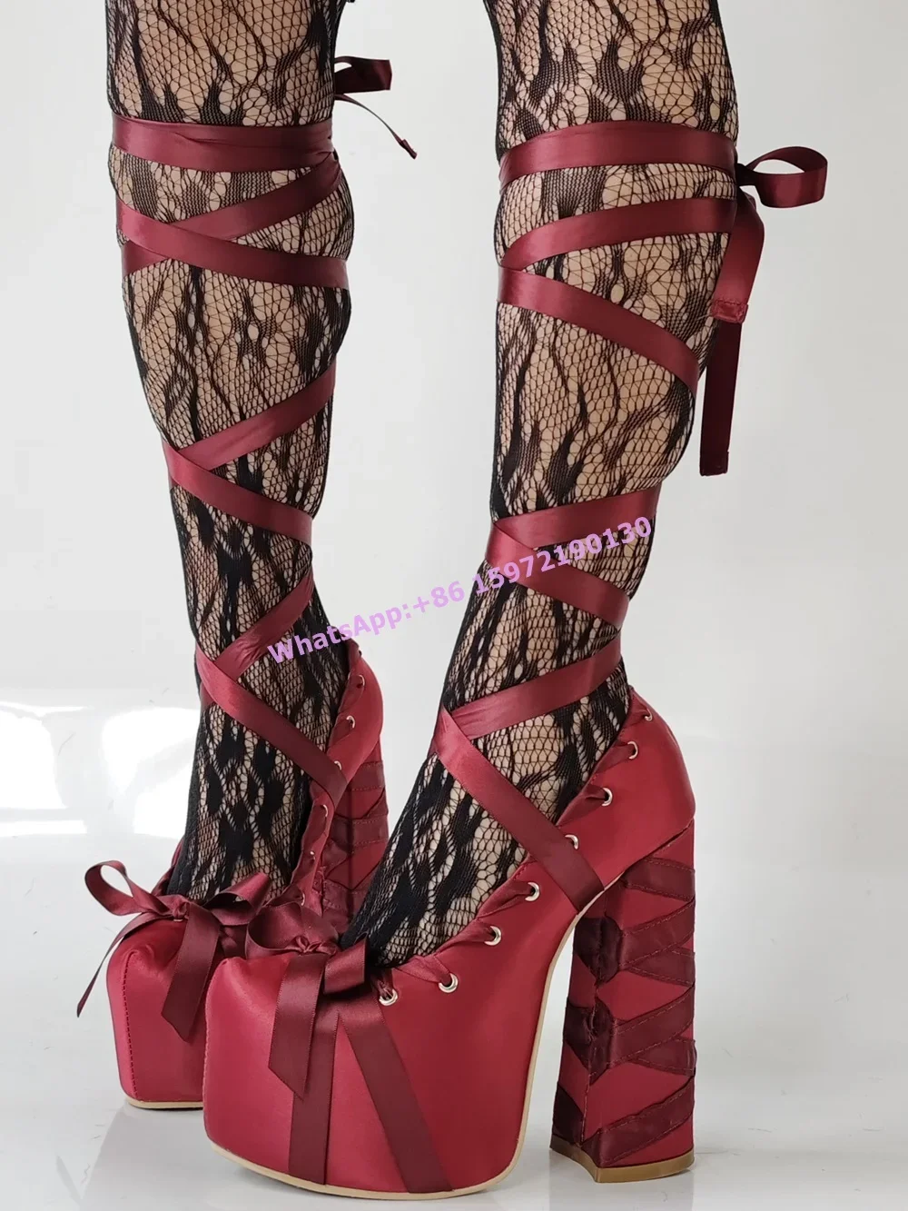 Red Satin Ribbon Platform Pump - Ribbon Tie Heel review and price