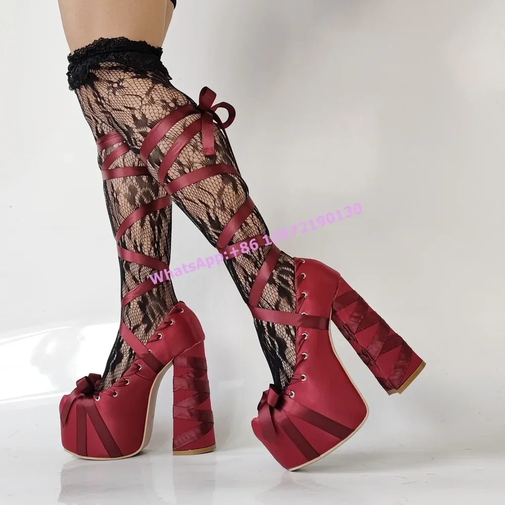 Red Satin Ribbon Platform Pump - Ribbon Tie Heel review and price