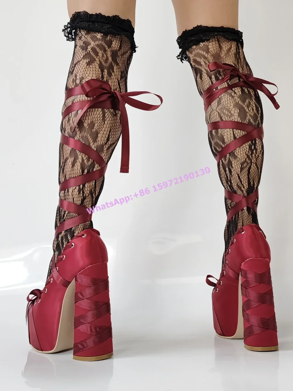 Red Satin Ribbon Platform Pump - Ribbon Tie Heel review and price