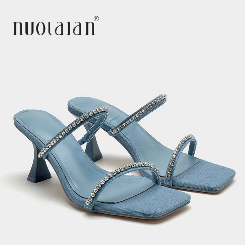 Denim Rhinestone Heels Sandals - Women Shoes Zara review and price