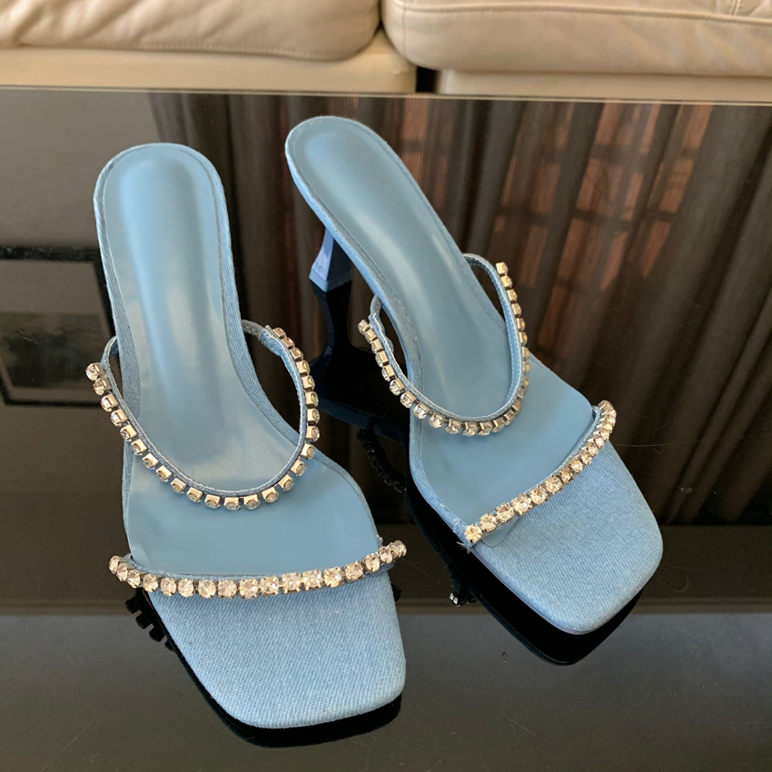 Denim Rhinestone Heels Sandals - Women Shoes Zara review and price