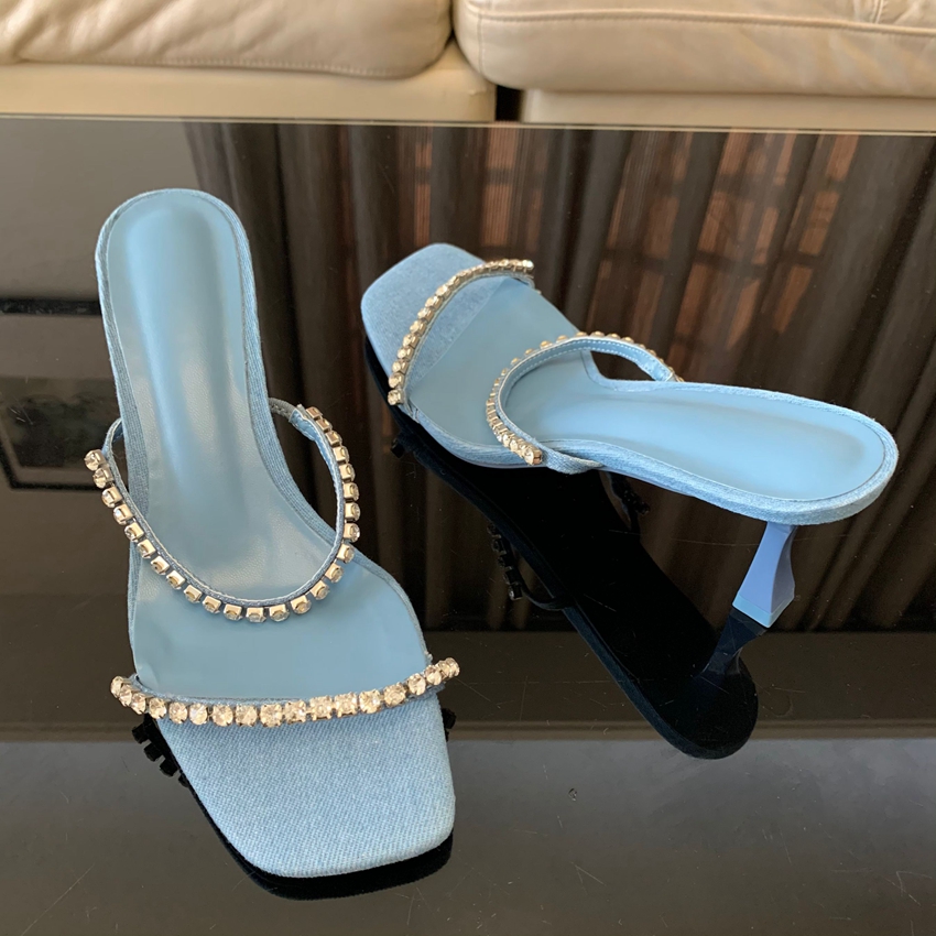Denim Rhinestone Heels Sandals - Women Shoes Zara review and price