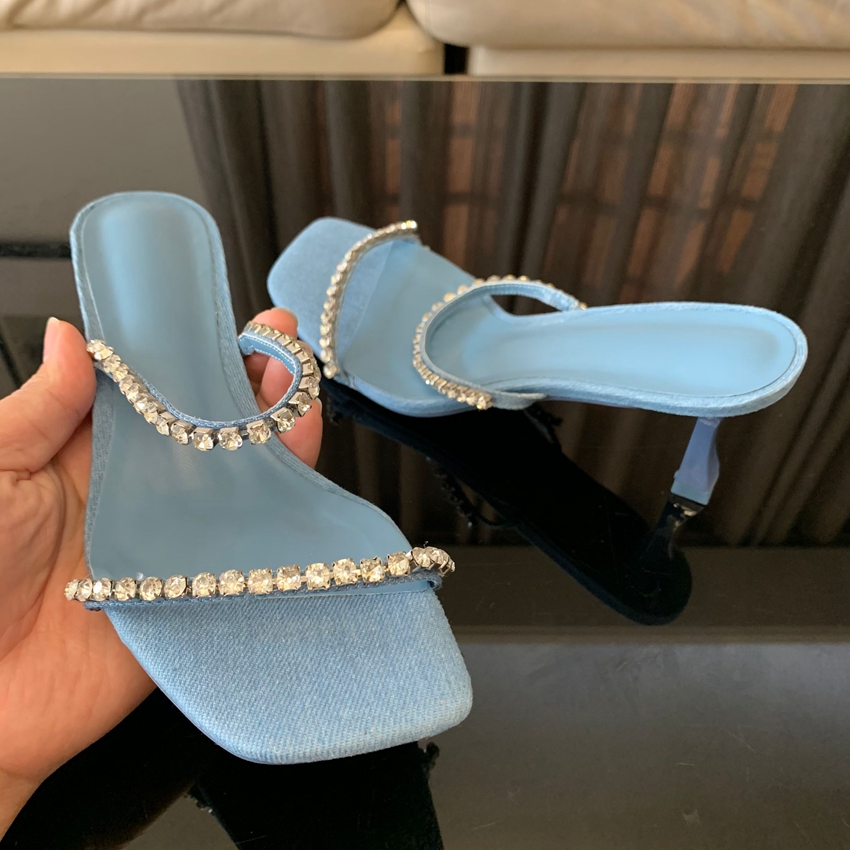 Denim Rhinestone Heels Sandals - Women Shoes Zara review and price