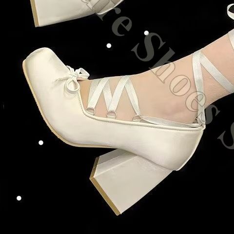 Women Ballet Flats Y2K Satin R - Ribbon Tie Heel review and price