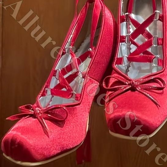 Women Ballet Flats Y2K Satin R - Ribbon Tie Heel review and price