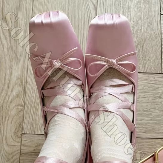 Women Ballet Flats Y2K Satin R - Ribbon Tie Heel review and price
