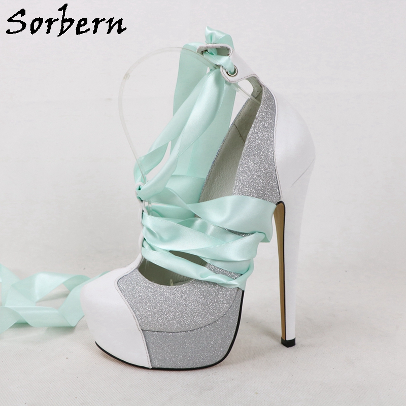 Sorbern White Real Leather Wom - Ribbon Tie Heel review and price