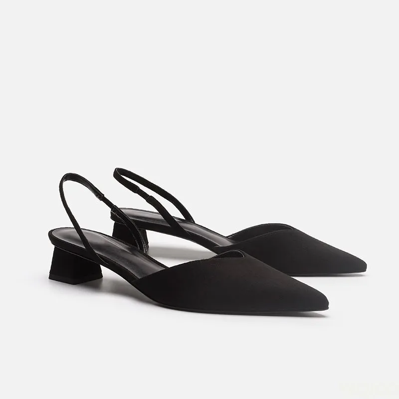 Ladies Pointed Stretch Sandals - Low Block Heel Pump review and price