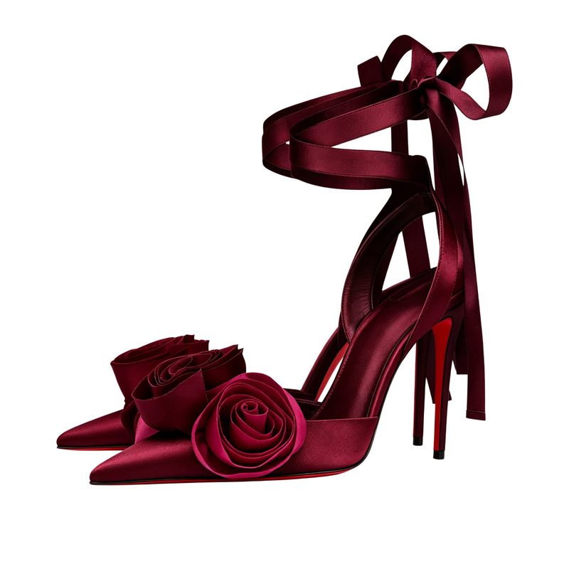 Women Elegant Glam Floral Sati - Ribbon Tie Heel review and price